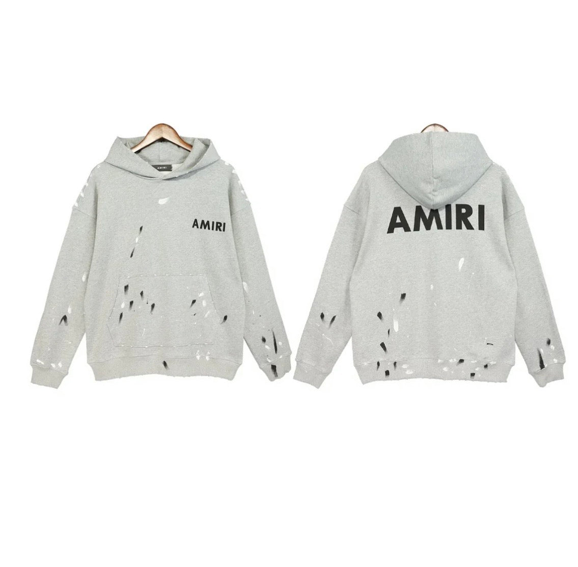 AMIRI PLAINT SPLATTER HOODIE GREY