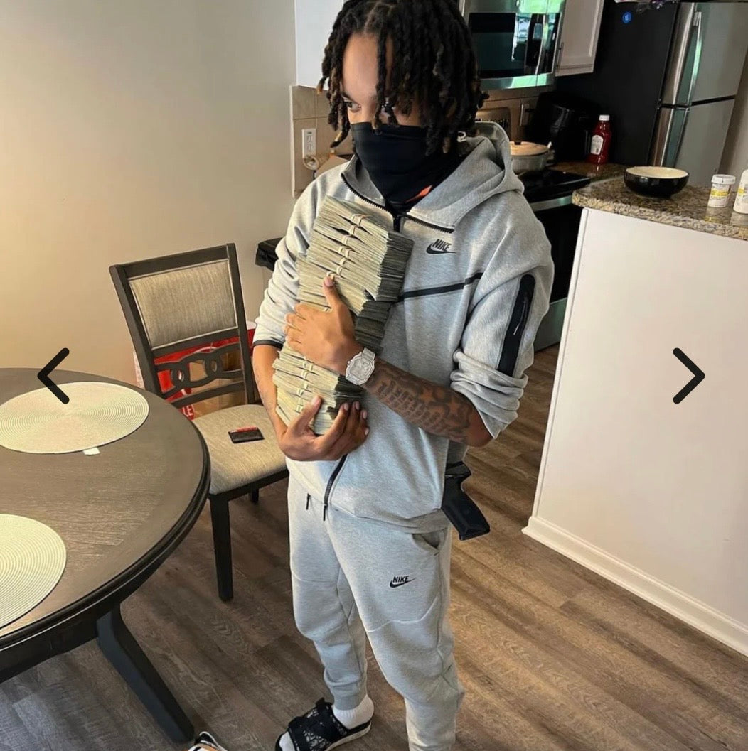 NIKE SPORTSWEAR GREY TECH FLEECE FULL-ZIP TRACKSUIT
